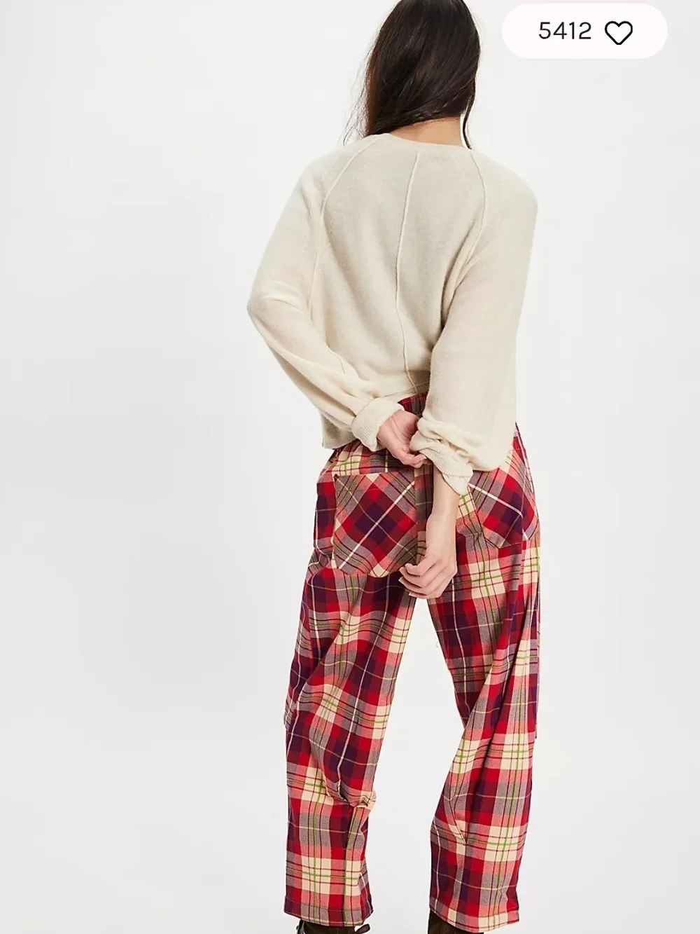 Free People Nice Choice Pull On Trouser Wine Combo-Lantern Plaid XS NWOT